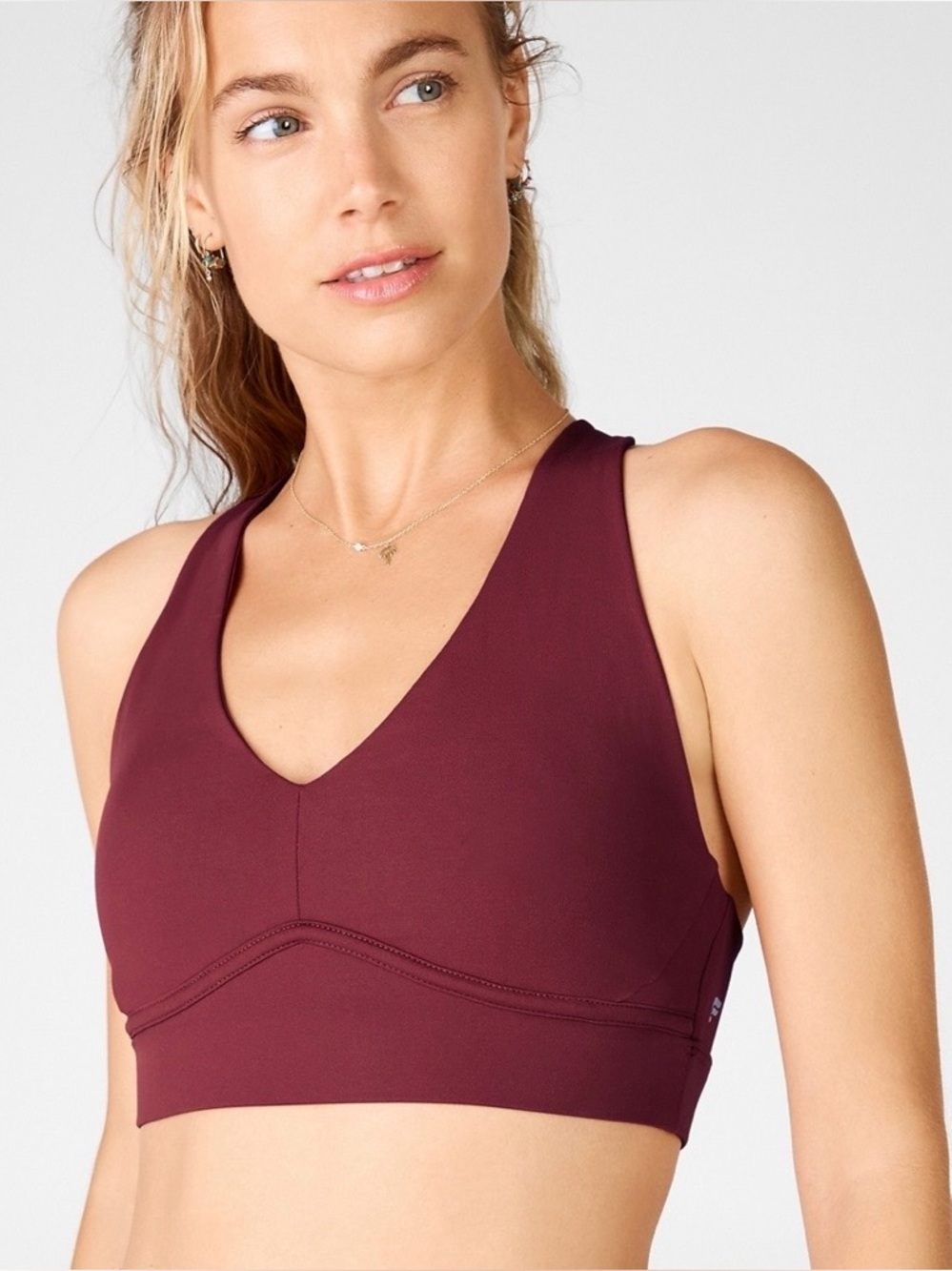 Fabletics All Day Every Day Bra Sz Medium Rust Burgundy Workout Yoga Activewear